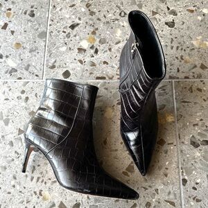 SCHUTZ snake embossed leather kitten heels